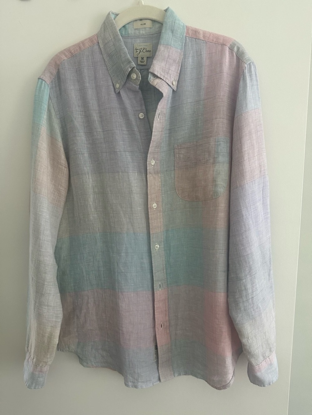 J crew Men's Pastel Plaid Button-Down Shirt - Multicolor